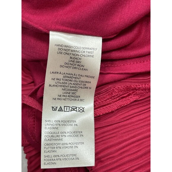 Anthropologie Midi Dress Women Pink Pleated Satin Preppy Stretch Retro Large NWT - Picture 8 of 10